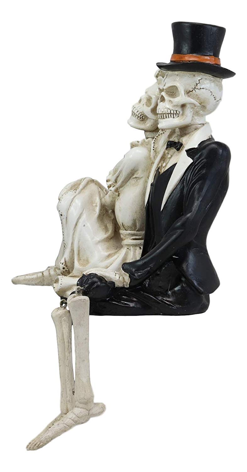 Ebros Day of The Dead Love Never Dies Barefoot Skeleton Couple Wedding Bride and Groom Shelf Sitters Figurine Dias De Los Muertos Romantic Getaway Lovers Skeletons Halloween Sculpture 8" Tall