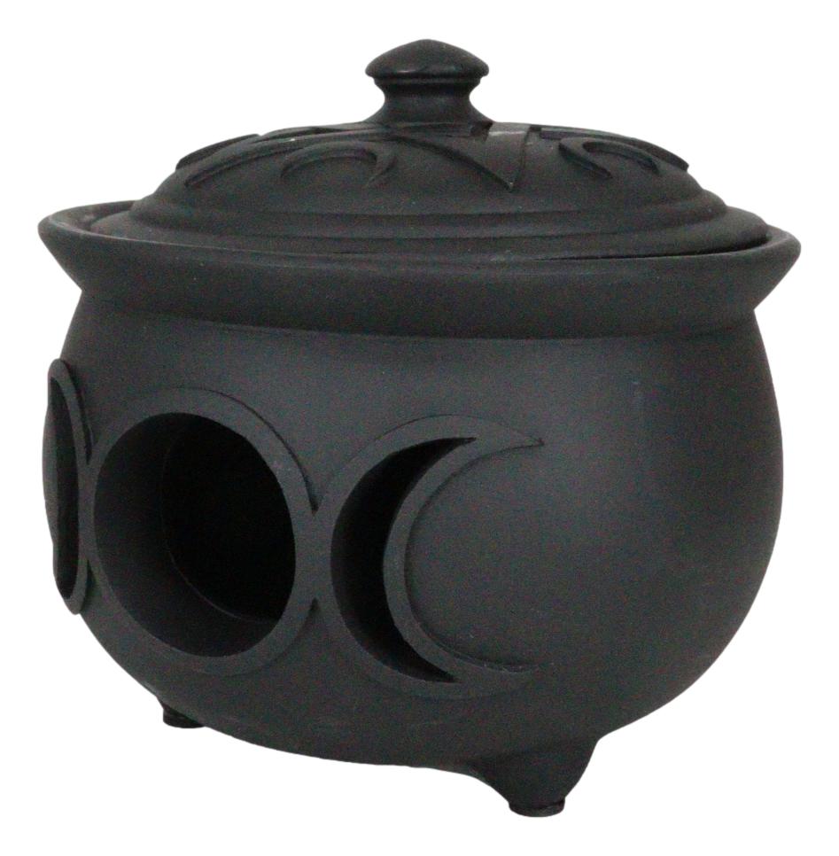 Wicca Triple Moon Goddess Cutout Cauldron Pot For Trinkets Crystals Holder