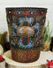 Country Rustic Western Floral Blue Cross With Concho Dry Waste Basket Trash Bin