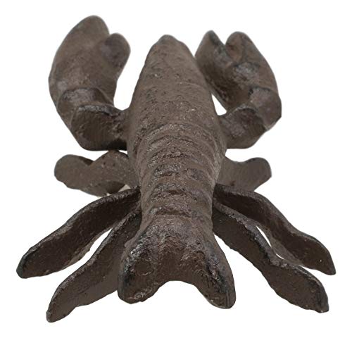 Ebros Cast Iron Nautical Cajun Creole Crawfish Baby Lobster Decorative Figurine Accent in Rustic Bronze Vintage Finish 3.75" Tall Coastal Southwestern Hanger Decor Crayfish Boil (4)