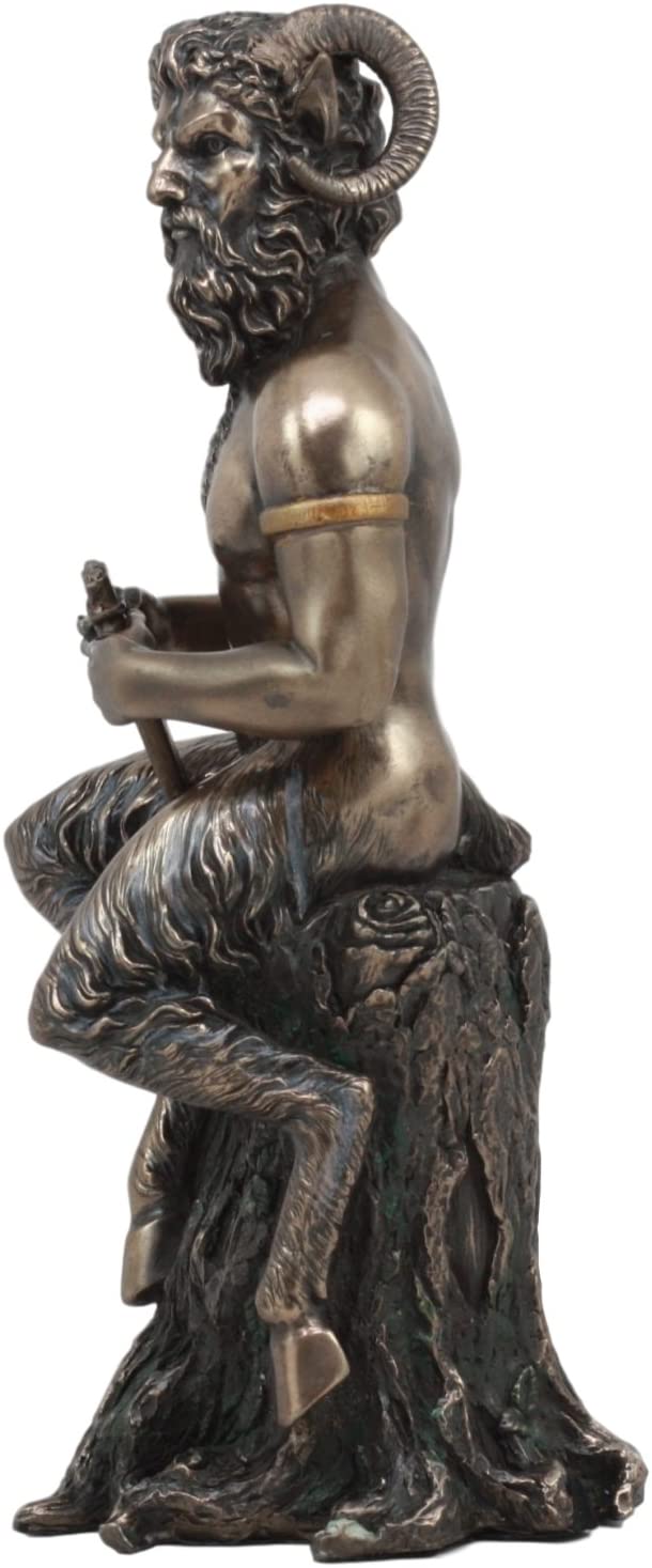 Greek God Pan Statue 9.75"Tall Deity Of The Wild Pan Playing The Flute Figurine - Ebros Gift