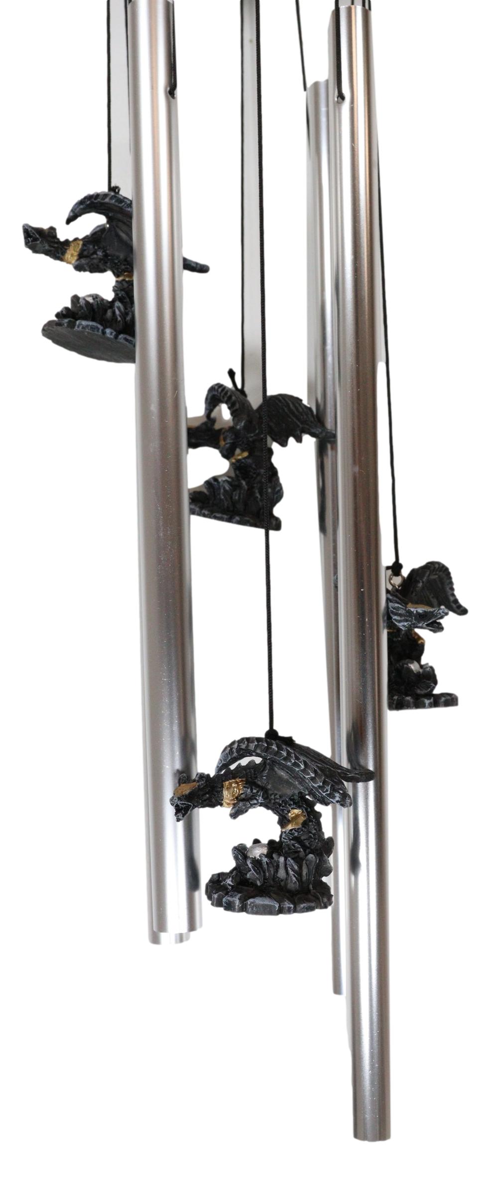Armored Battle Dragon Crystal Sphere Resonant Relaxing Wind Chime Garden Patio