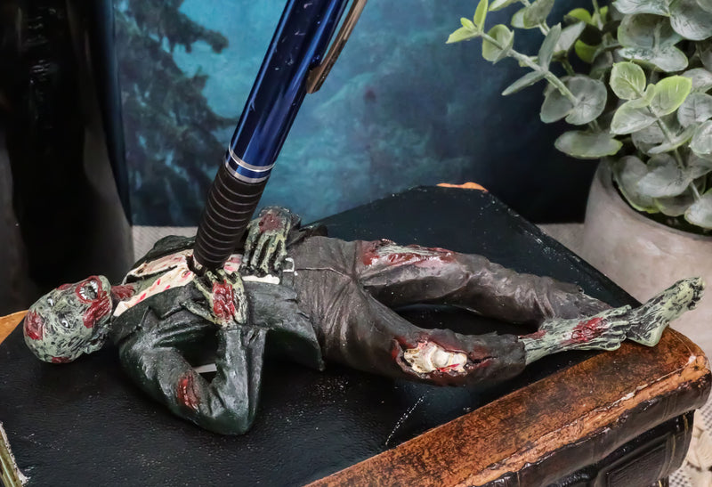 Ebros Gift Walking Dead Zombie Hunter Pen Holder Figurine 6.75"L Office Desktop Walker Apocalypse Pencil Holder