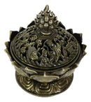 Buddha Padma Lotus Incense Holder Burner Figurine Eastern Meditation Decor 4"Dia