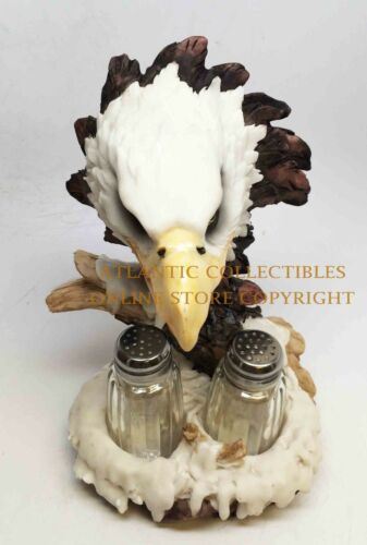 American Bald Eagle And Nest Salt And Pepper Shakers Holder Set Home Decor
