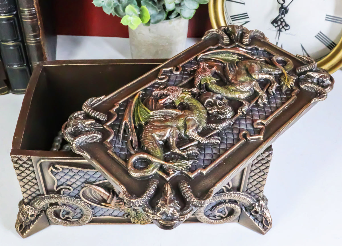 Fantasy Guardian Dragons Baphomet Horned Goat And Skulls Decorative Jewelry Box