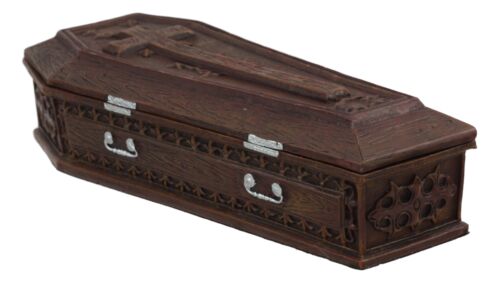 Vampire Dracula Coffin Jewelry Box Rest In Peace Casket Trinket Box Figurine 8"L