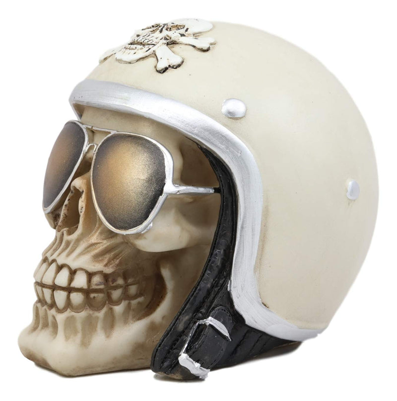Aviation Airman Fighter Pilot Helmet Skull With Aviator Sunglasses Shades Statue