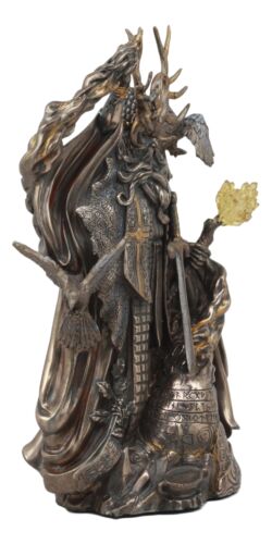 Arthurian Legend Wizard Merlin With Excalibur Sword Statue Magic Fire Prophet