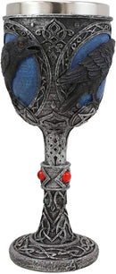 Ebros Moonlight Raven Crow With Celtic Tribal Tattoo Wine Goblet Chalice 7.25"H