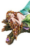 Ebros Beautiful Green Forest Fairy With Red Hair Sleeping On Tree Log Statue