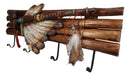 Rustic Western Indian Chief Headdress Calumet Pipe Feathers 4-Peg Wall Hooks