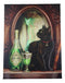 Absinthe Spirit Magical Potion Black Cat By Mirror Wood Framed Canvas Wall Decor