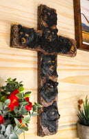 Rustic Western Forest Black Bears Faux Wooden Tree Wall Cross Decor 14" H