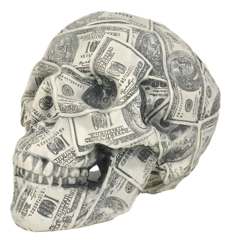 Fortune Lottery Benjamin Franklins Bank C-Note Money Bill Prints Skull Figurine