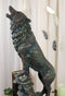 Large Wildlife Cries Of The Night Howling Gray Wolf Standing On Rocks Figurine