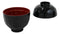 Made In Japan Honeycomb Ridged Black Red Lacquer Copolymer Plastic Bowl With Lid