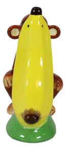 Rainforest Ape Monkey Loves Yellow Banana Salt And Pepper ShakerS Ceramic Set