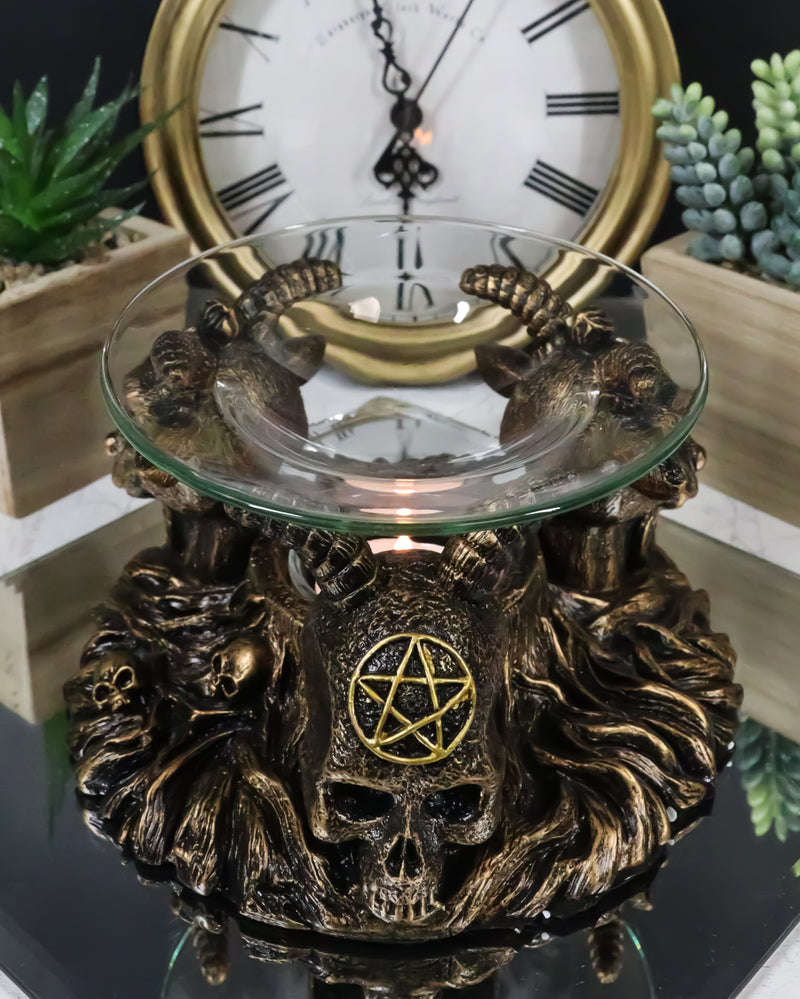 Pagan Occult Baphomet Sabbatic Goat Skull Demon Candle Oil Tart Scent Burner