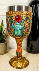 Ebros Ancient Egyptian Winged Scarab Wine Goblet In Hieroglyphic Design 6oz 7"H