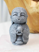 Feng Shui Zen Blissful Japanese Jizo Monk With Mani Jewel Mini Figurine 3"Tall