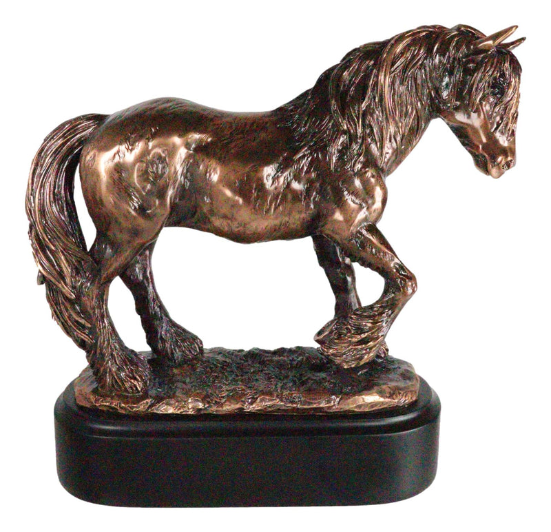 Rustic Western Clydesdale Tinker Mare Horse Pony Figurine With Trophy Base