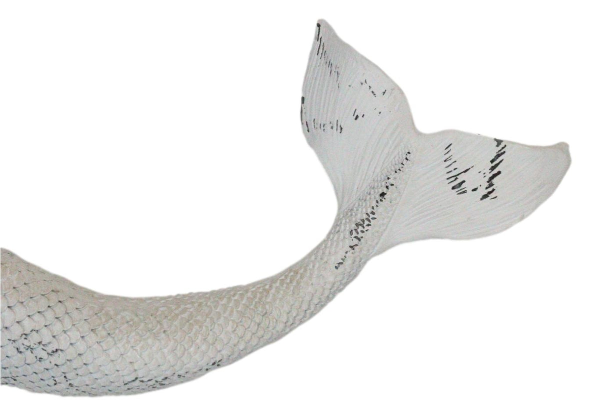 Rustic White Stone Finish Nautical Ocean Siren Mermaid 2 Prong Wall Hook Decor
