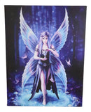 Ebros Anne Stokes Enchantment Triple Moon Fairy Wood Framed Canvas Wall Decor
