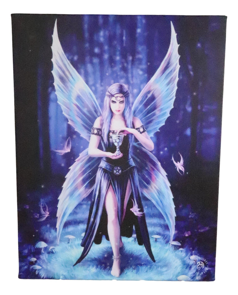Ebros Anne Stokes Enchantment Triple Moon Fairy Wood Framed Canvas Wall Decor