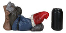 Whimsical Holiday Tipsy Drunk Garden Gnome Sleeping Near Squirrel Wine Holder