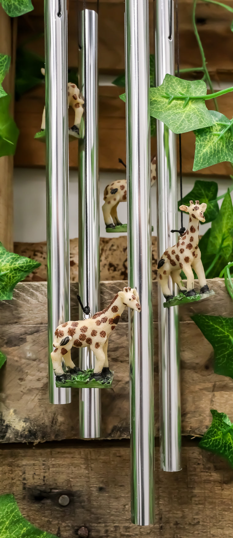 Ebros Safari Giraffe Mother And Calf By The Trees Resonant Relaxing Wind Chime