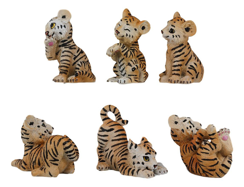 Ebros Jungle Playful Bengal Orange Tiger Cubs Mini Figurines Forest  Tigers