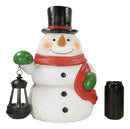 Ebros Merry Christmas Frosty The Snowman Statue With Colorful Solar LED Light Lantern