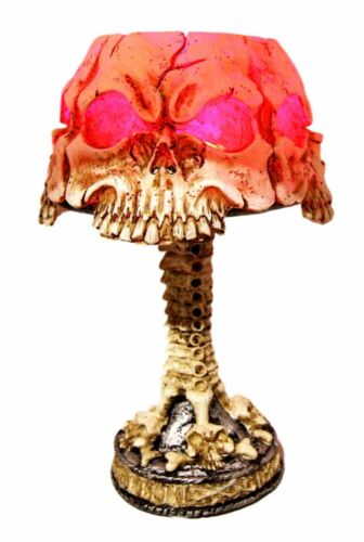 Ebros Day Of The Dead Ossuary Skull Faces Mini Multi Colored LED Table Lamp 7"H - Ebros Gift