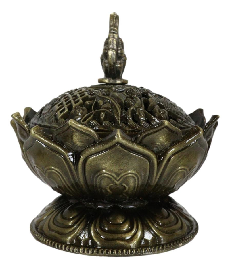 Buddha Padma Lotus Incense Holder Burner Figurine Eastern Meditation Decor 4"Dia