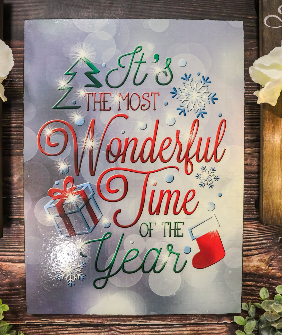 Set of 2 Holiday Festive Season Joyful Merry Christmas Greeting Sign Wall Decors