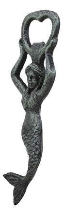 Ebros Rustic Vintage Verdigris Cast Iron Metal Nautical Coastal Goddess Siren Mermaid Soda Beer Bottle Cap Opener 7.5" High Mermaids Under The Sea Party Decor Accent (2)
