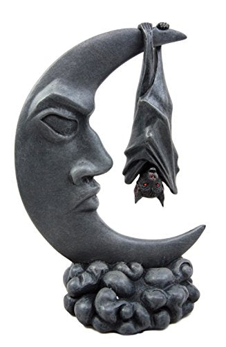 Ebros Sleeping Bat Hanging Over The Celestial Crescent Moon Figurine 8"H