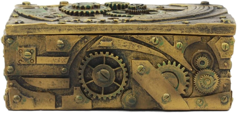 Steampunk Mechanical Gears Clockwork Vintage Design Jewelry Box Figurine 5"L