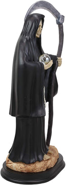 Ebros 12.75" Tall Holy Santa Muerte Holding Scythe in Black Tunic Robe Statue - Ebros Gift