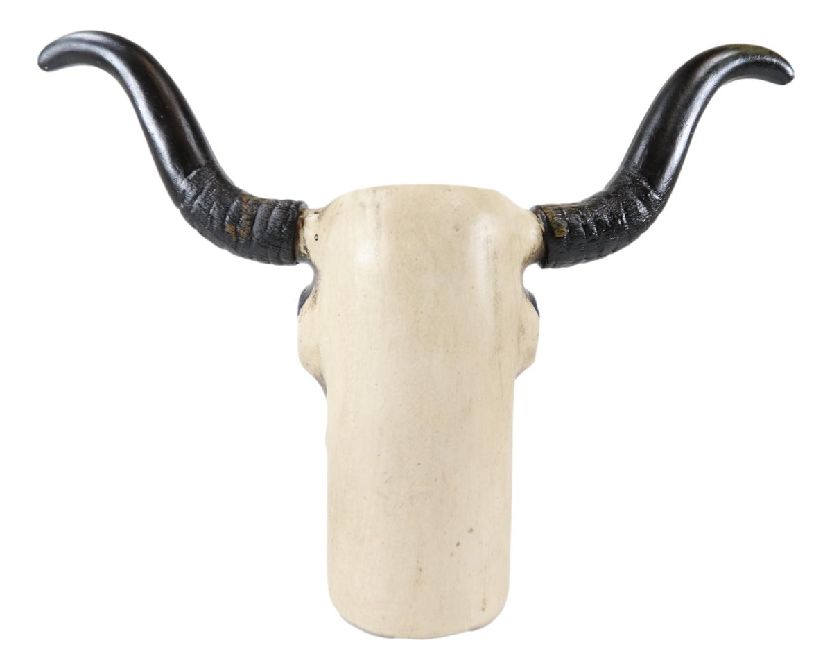 Western Patriotic US American Flag Old Faithful Longhorn Cow Skull Vase Planter