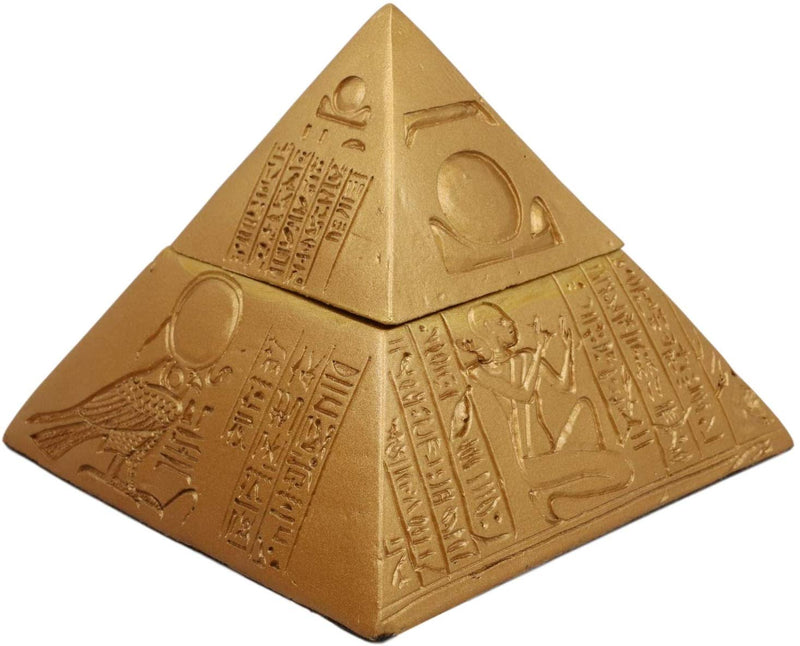 Ebros Golden Ancient Egyptian Pyramid Decorative Box 4" Wide Trinket Stash Box