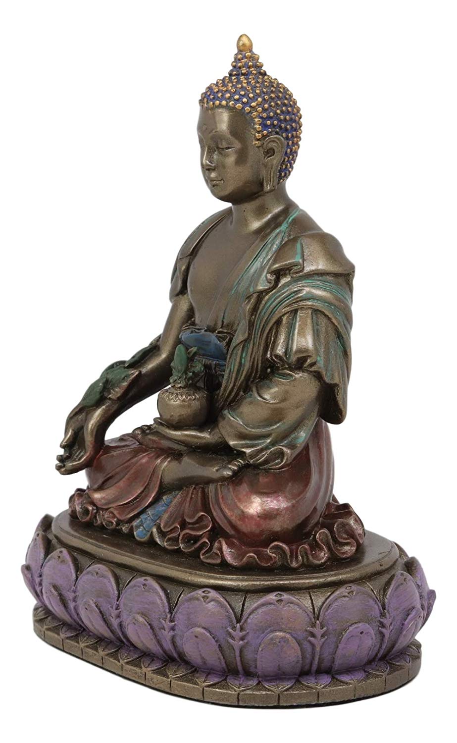 Ebros Akshobhya Bhaiṣajyaguru Medicine Buddha of Healing and Purity Meditating Figurine in Faux Bronze Patina for Home Altar Zen Decoration Eastern Enlightenment Amitabha Buddhist Statue Feng Shui