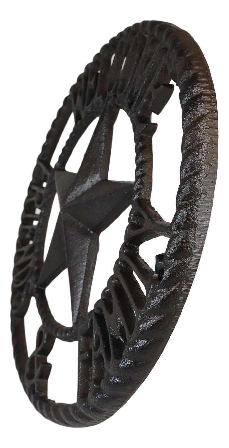 Ebros 10" D Rustic Cast Iron Welcome Family & Friends Wall Sign Western Star Circle