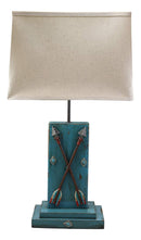 Ebros 26"H Rustic Blue Distressed Wood 2 Crossed Friendship Arrows Table Lamp