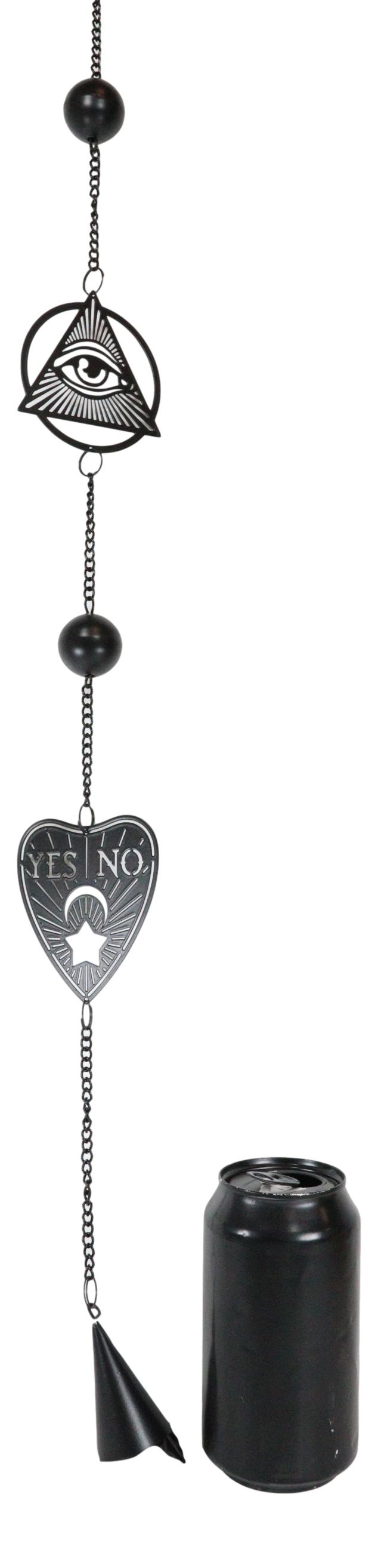 Ouija Planchette Eye Of Providence Metal Wall Hanging Mobile Wind Chime W/ Beads