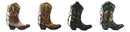 Pack of 12 Western Cowboy Cowgirl Faux Tooled Leather Boots Keychain Figurines