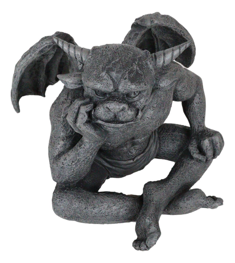 Ebros Horned Gargoyle The Dreamer Figurine Sitting Statue 6.5 Inch Long Thinker
