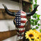 Large Rustic Western Patriotic Bull Cow Skull With US Flag Decorative Wind Chime