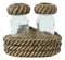 Rustic Western Cowboy Braided Lasso Ropes Salt And Pepper Shakers With Holder Set
